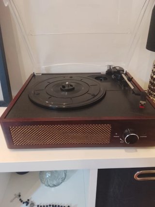 Tocadiscos Retro Marrón y Negro