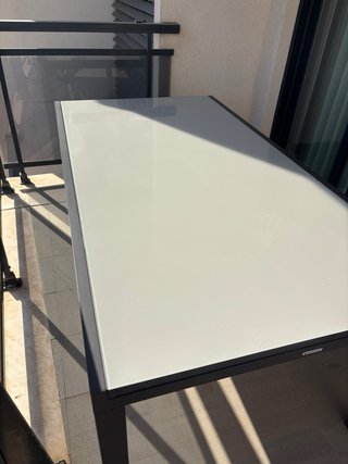 Mesa Terraza Vidrio y Acero Gris extensible