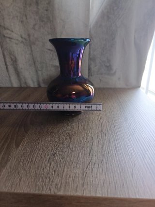 Jarrón Vintage Vidrio Azul Púrpura