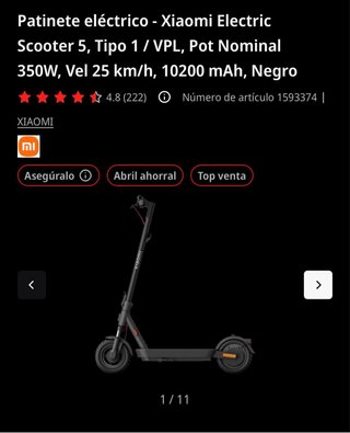 Patinete Eléctrico Xiaomi como Nuevo