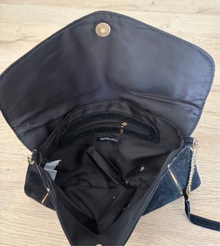 Bolso de mano terciopelo negro y dorado