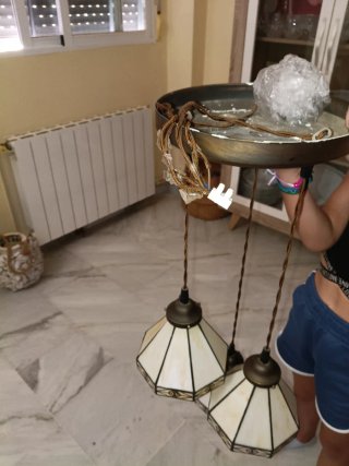 Lámpara colgante Tiffany cristal y metal