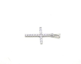 Colgante Cruz Circonitas Oro Blanco 26mm - 3457