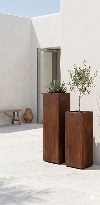 Jardinera Vertical Acero Corten 30x30x80