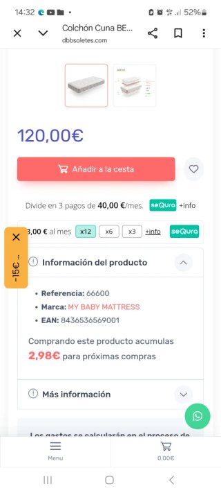 Colchón para cuna