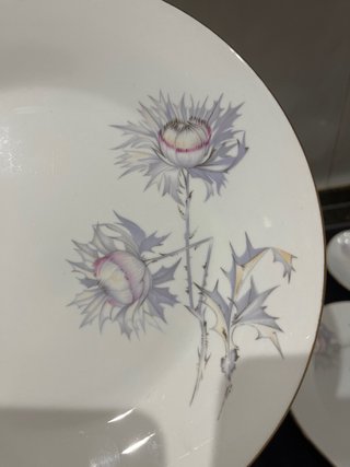 Vajilla vintage porcelana flores dorada