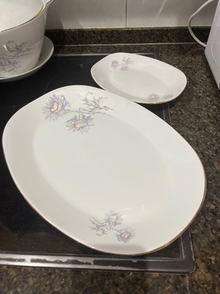 Vajilla vintage porcelana flores dorada