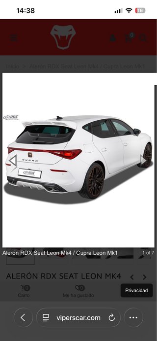 Alerón RDX Seat Leon MK4 / Cupra Leon MK1