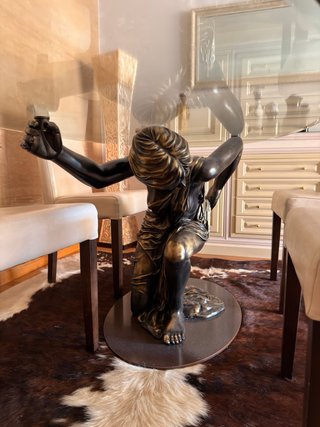 Mesa Comedor Cristal Figura Mujer Bronce