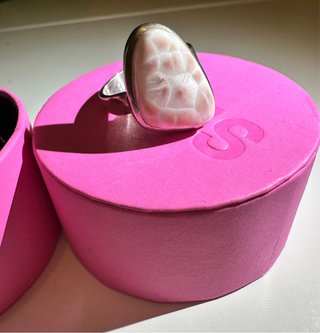 Anillo Plata Larimar Rosa Thomsonite