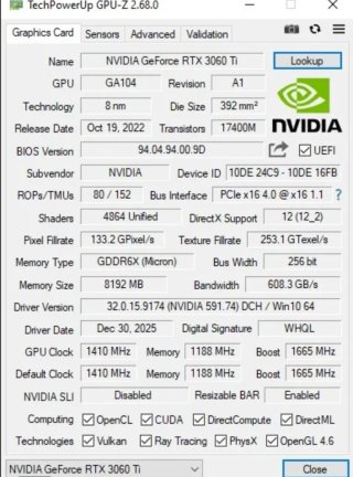 Tarjeta Gráfica KFA2 RTX 3060 12GB