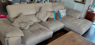 Sofá Chaise Longue Beige 4-5 Plazas