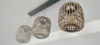 Lámpara comedor madera y metal, Leroy Merlín