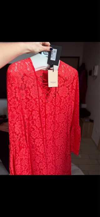 Vestito macrame pizzo rosso pareo copricostume