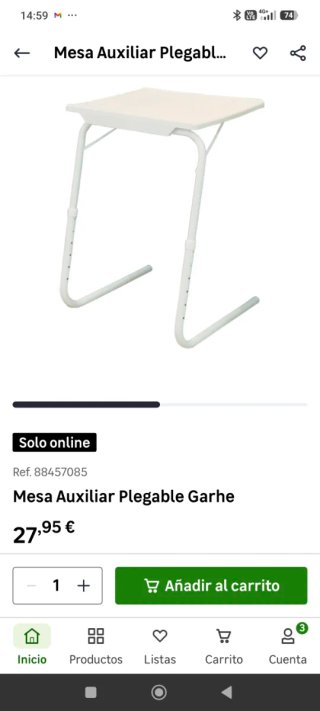 Mesa auxiliar plegable blanca