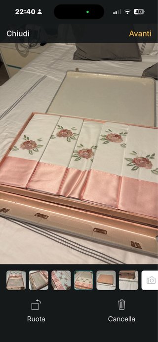 Completo letto matrimoniale rosa e bianco