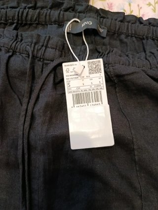 Pantalón lino negro mujer