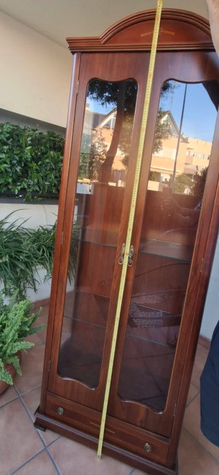 Vitrina antigua de madera y cristal