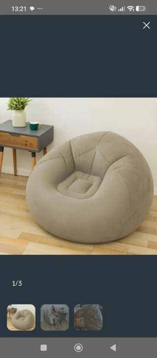Puf redondo beige tela