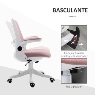 Silla de Oficina Giratoria Rosa y Blanca