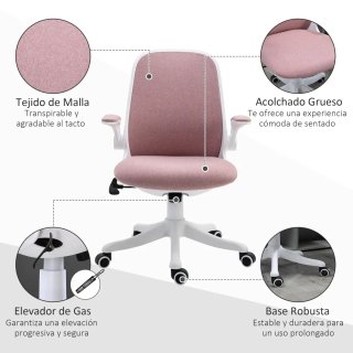 Silla de Oficina Giratoria Rosa y Blanca