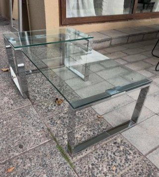 Set di tavolini da salotto Nido (cristallo e acciaio inox)