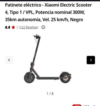 Patinete Eléctrico Xiaomi 300W Negro