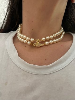 Collar Vivienne Westwood Original Perlas Dorado