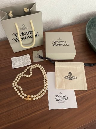 Collar Vivienne Westwood Original Perlas Dorado