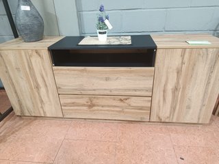Cómoda 2 puertas madera y negro
