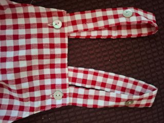 Pelele bebé cuadros rojo y amarillo