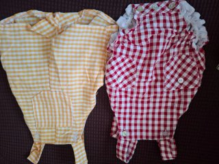 Pelele bebé cuadros rojo y amarillo