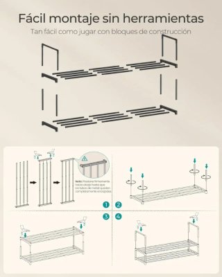 Zapatero metálico 2 niveles SONGMICS LSA12BK