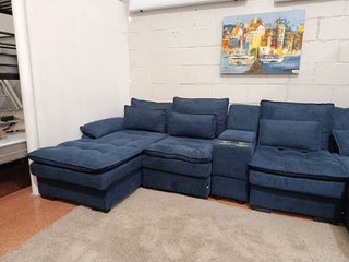 Sofá modular azul de tela
