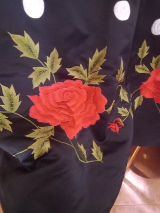 Vestido Negro Fiesta Talla 46 Bordado Flores