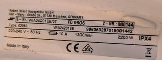 Resistencia calefactora Lavadora Bosch Serie 2