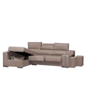 Sofá Chaise Longue Beige marrón chocolate