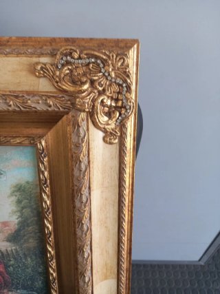 Quadro Litografia Tela Anni 70-80 Cornice Oro
