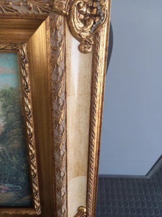 Quadro Litografia Tela Anni 70-80 Cornice Oro