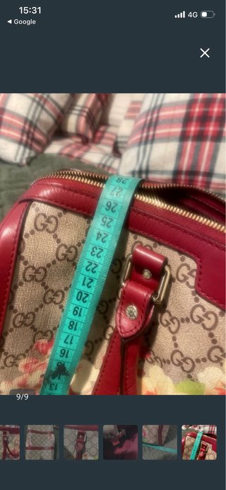 Bolso Gucci Beige y Rojo con Flores