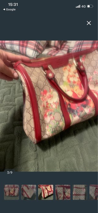 Bolso Gucci Beige y Rojo con Flores