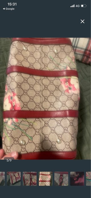 Bolso Gucci Beige y Rojo con Flores