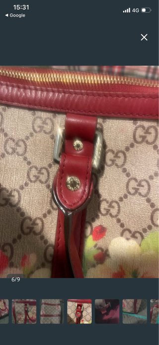 Bolso Gucci Beige y Rojo con Flores