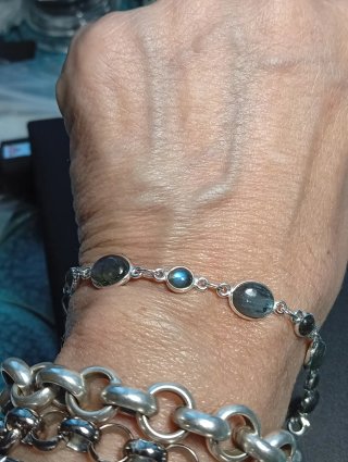 Pulsera Plata Ley con Piedras Labradorita