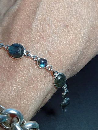 Pulsera Plata Ley con Piedras Labradorita