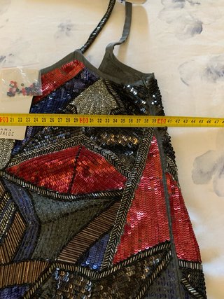 Vestido Zara Trafaluc adornos abalorios y lenlente