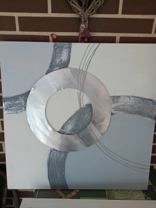 Cuadro moderno plata y blanco