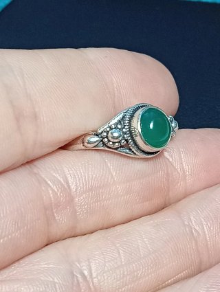Anillo Plata Ley onix verde