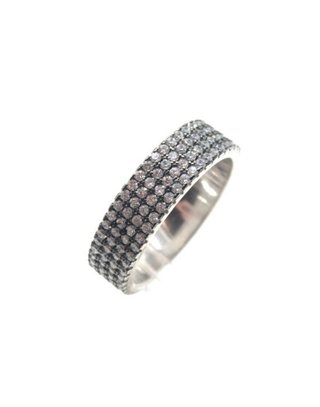Anillo 4 bandas circonitas plata rodiada