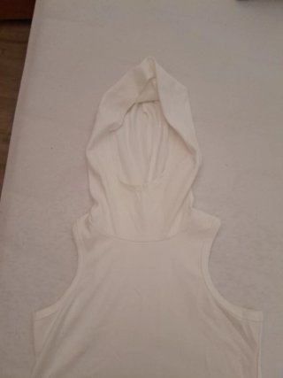 Top Mango Blanco sin Mangas Cuello Alto